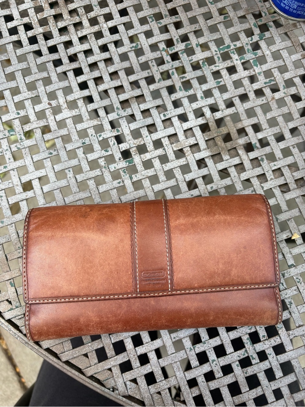 Coach Brown Leather Fold-Over Wallet